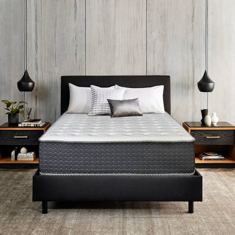14" Luxury Foam Encased Hybrid Mattress, Strong Edge Support, High Density Foam, 2" Fluffy Quilted Top, Black
