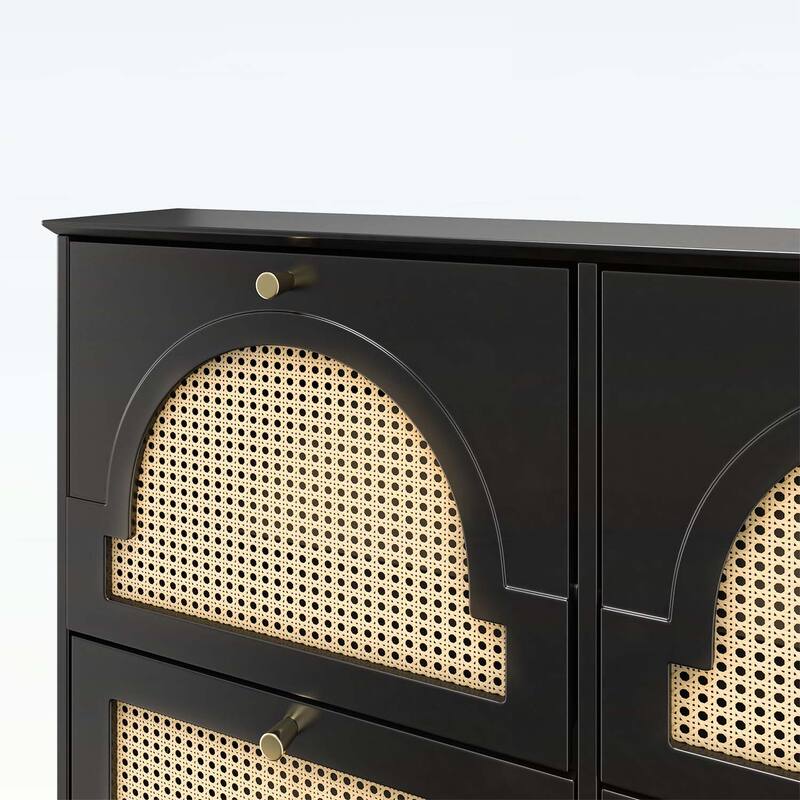 Exquisite and Elegant Tipping Bucket Shoe Cabinet with 4 Flip Drawers,Doors and 2 Hooks