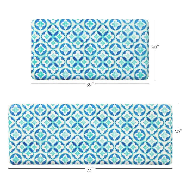 FIESTA Mali Tiles Geo Trellis Anti-Fatigue Comfort Kitchen Mat, Non-Slip Floor Mat, Padded Standing Desk Mat