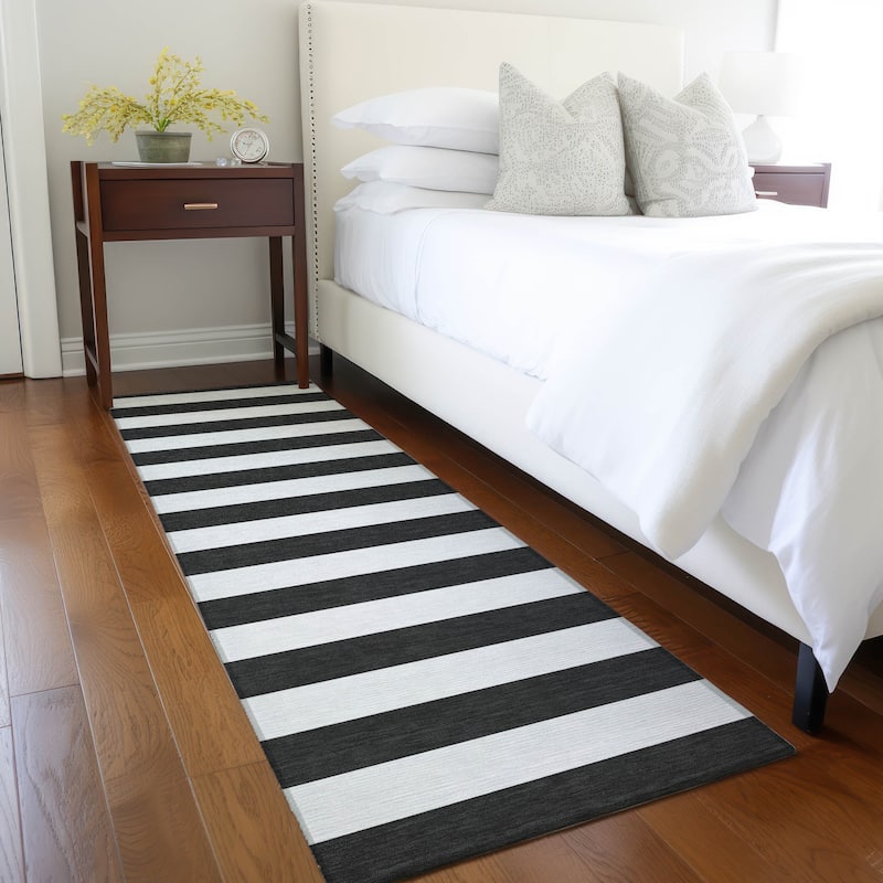 Tari Stripe Weather Resistant Blended Style Runner Outdoor Rug - 8' Runner