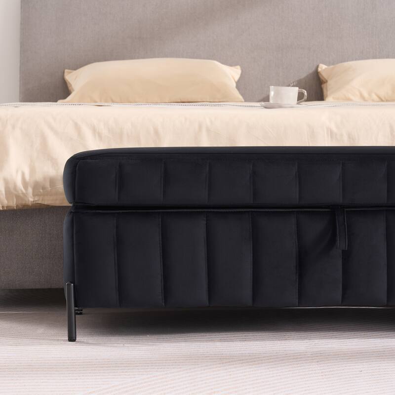 49.2"W Modern Storage Bench,Bedroom Ottoman Bench with Metal Legs