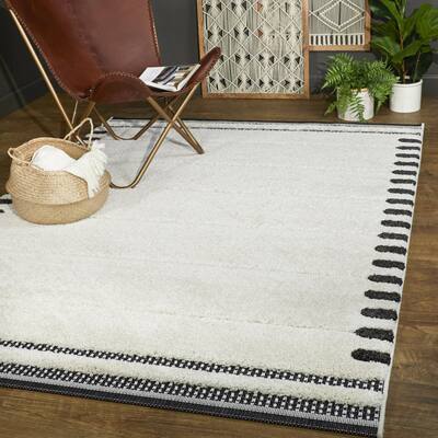 Dermot Modern Textured Striped Area Rug