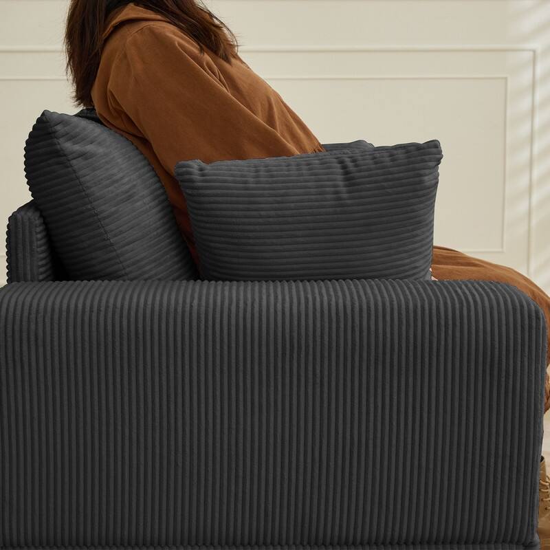 Mixoy 50 "D Sofa Chair with Ottoman, 2 Cushions, Large Corduroy Upholstered Comfy Chaise Lounge Deep Seat Sleeper Chair Indoor