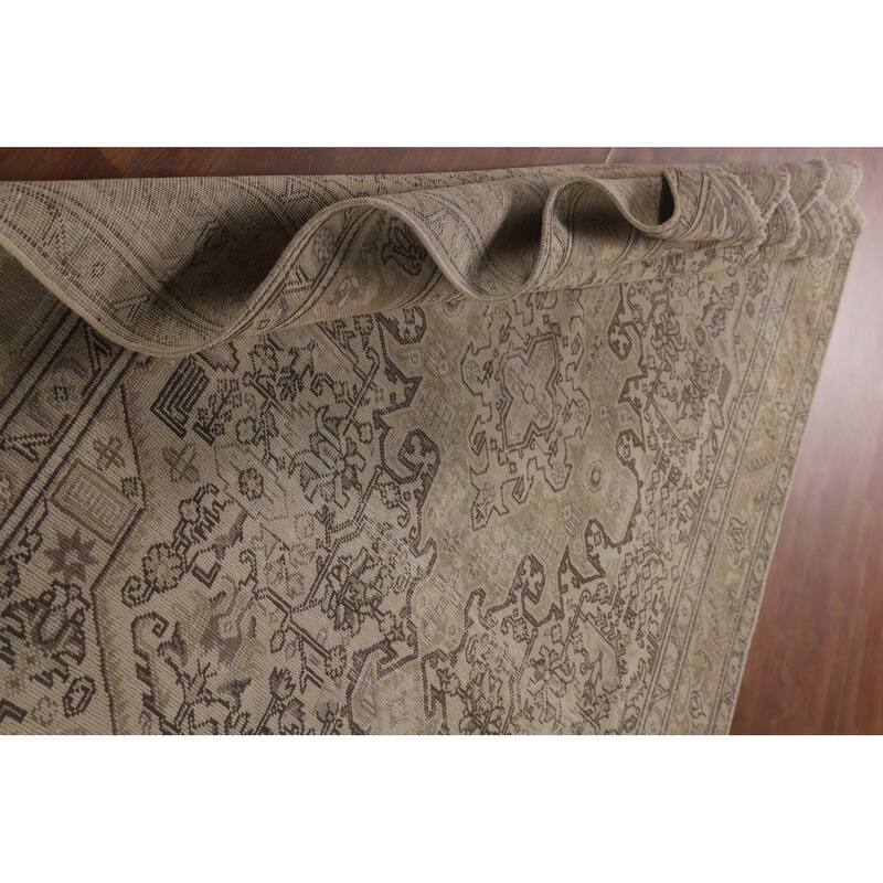 Distressed Tabriz Persian Vintage Rug Handmade Medallion Wool Carpet - 6'5"x 9'6"