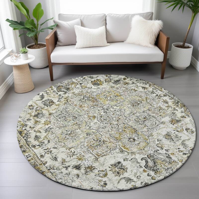 Machine Washable Indoor/Outdoor Traditional Chantille Rug