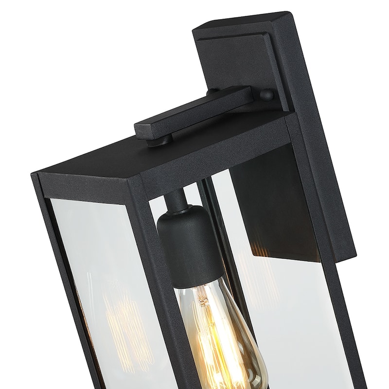 Black Outdoor Exterior Wall Lantern Sconce Light - 15" H
