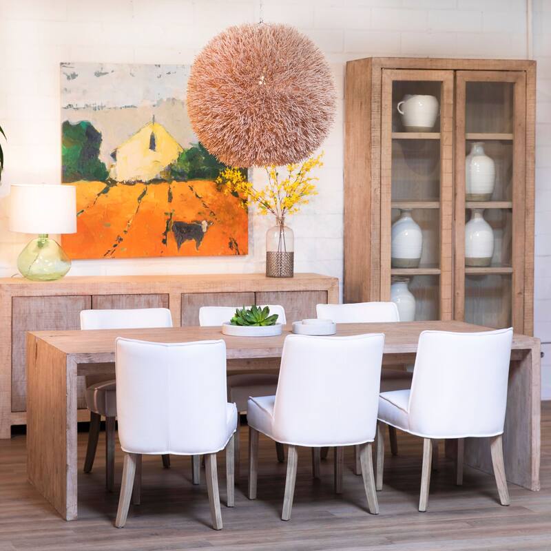 Evie Reclaimed Pine 94-inch Waterfall Style Dining Table with Cutout Detail