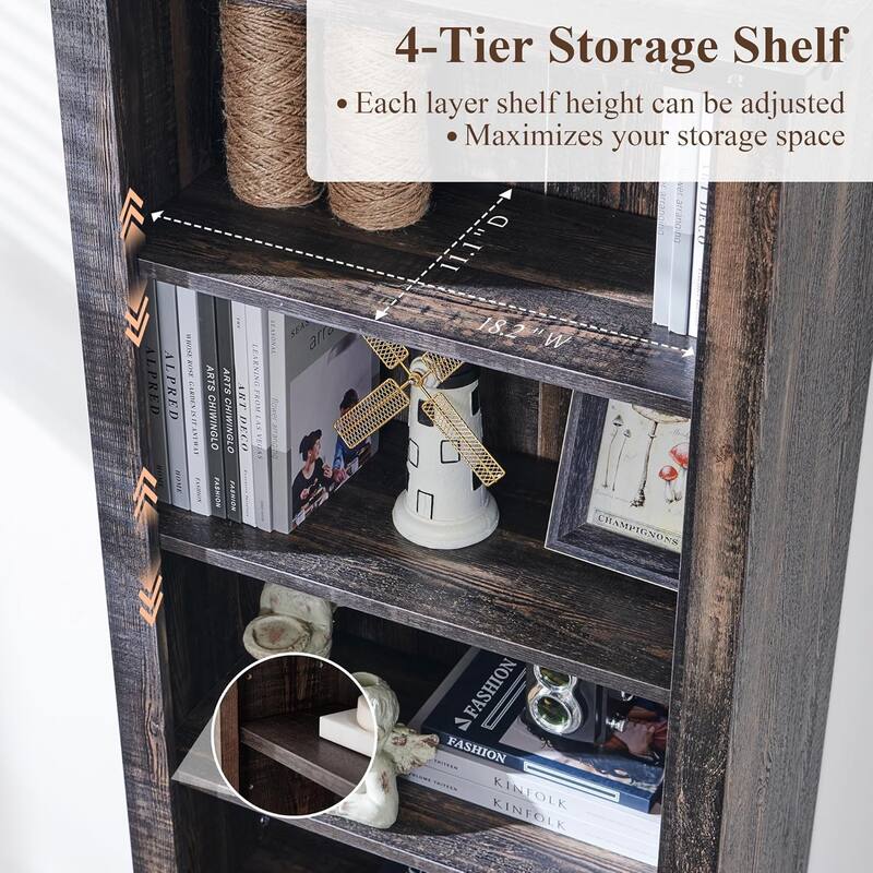 72" Tall Farmhouse Bookshelf, Bookcase, Office Wood Bookshelf