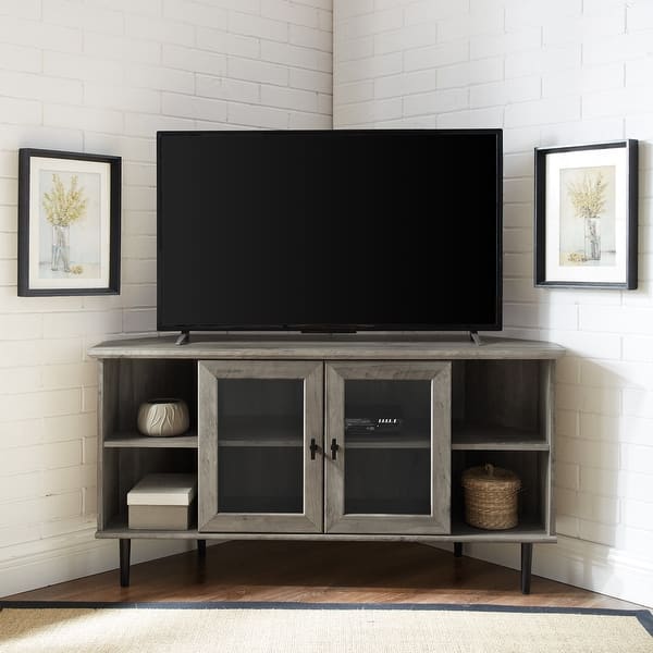 Featured image of post Corner Tv Console Glass Stand : That means that the width of your tv is not the same as the advertised tv size.