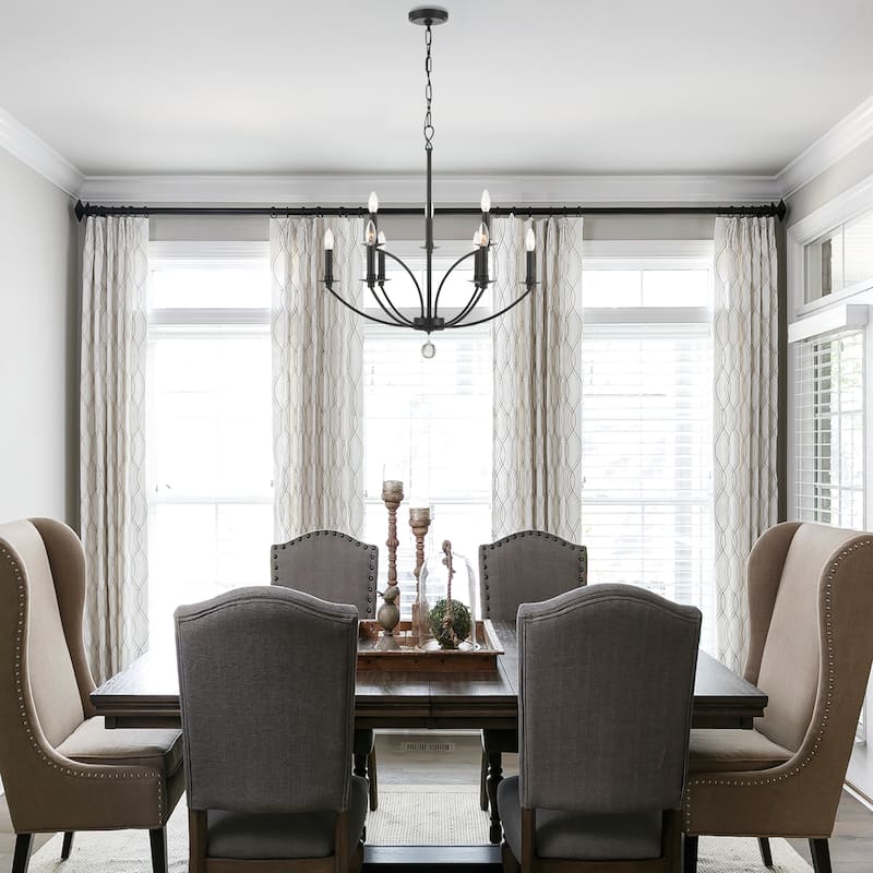 Mila 9 Light Black Chandelier - 28''W x 29''H