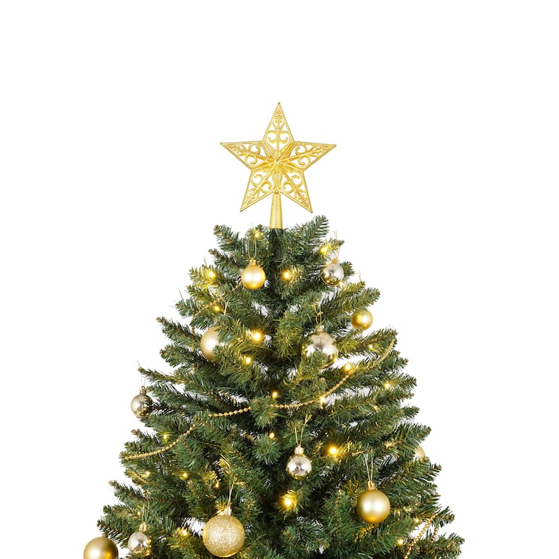 Christopher Knight Home - Evergreen Glow Modern Pre-Lit Artificial Christmas Tree with LED Lights and Hinged Branch Design