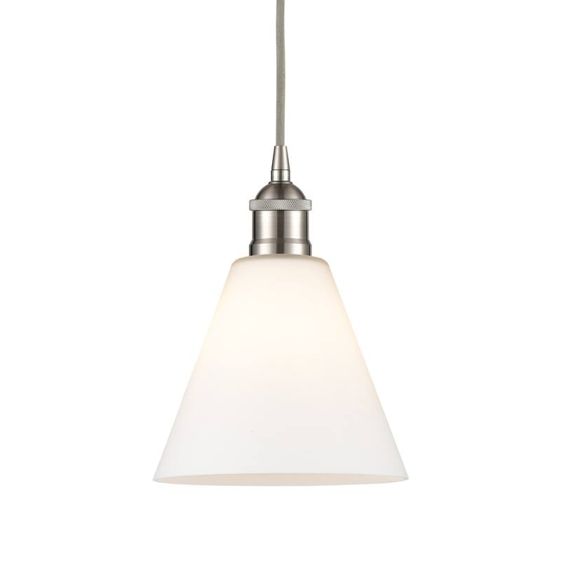 Innovations Lighting 616-1P-11-8 Edison Pendant Edison 8" Wide Mini - Brushed Satin Nickel / Matte White