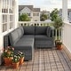 preview thumbnail 3 of 24, 4-Piece Oversized Outdoor Modular Sofa Set, 27.5" Wide Wicker Patio Conversation Set with 4-Inch Thick Cushions