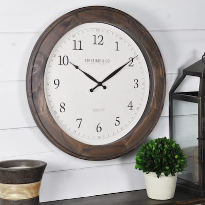 FirsTime & Co. Barnes Wall Clock, American Crafted, Rustic Brown, Wood, 16 x 1 x 16 in