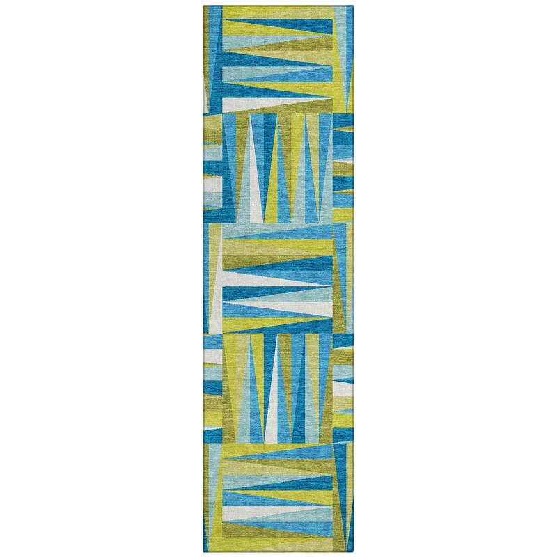 Machine Washable Indoor/ Outdoor Contemporary Mosaic Chantille Rug