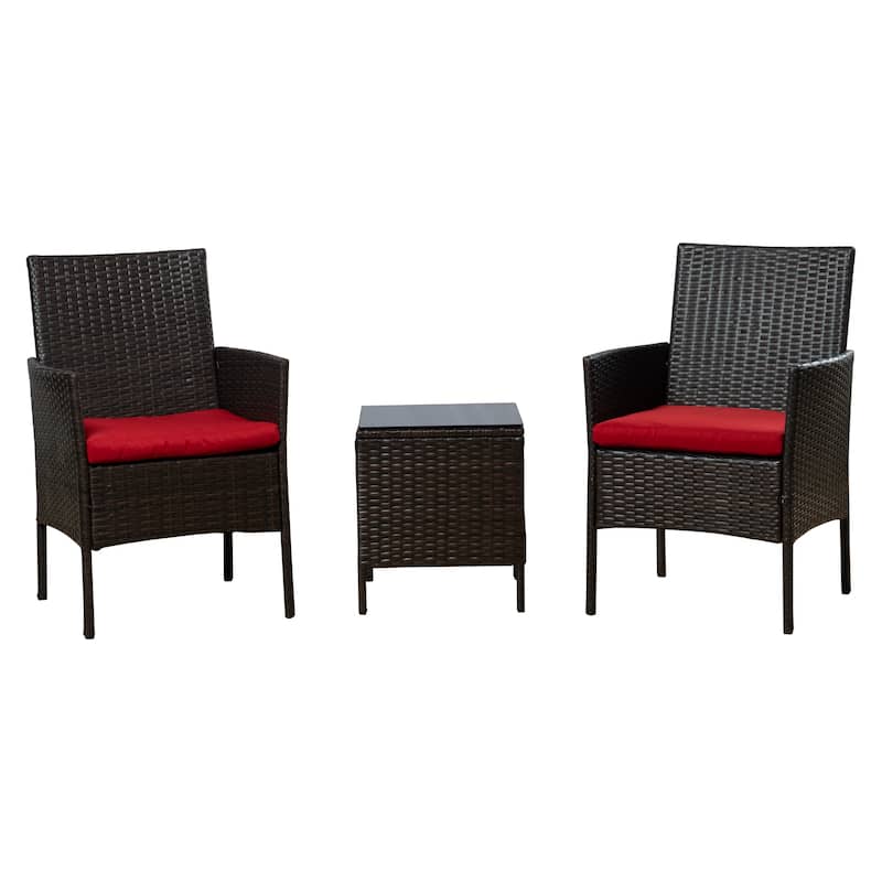 Kozyard Wicker Garden Bistro Set - Burgundy