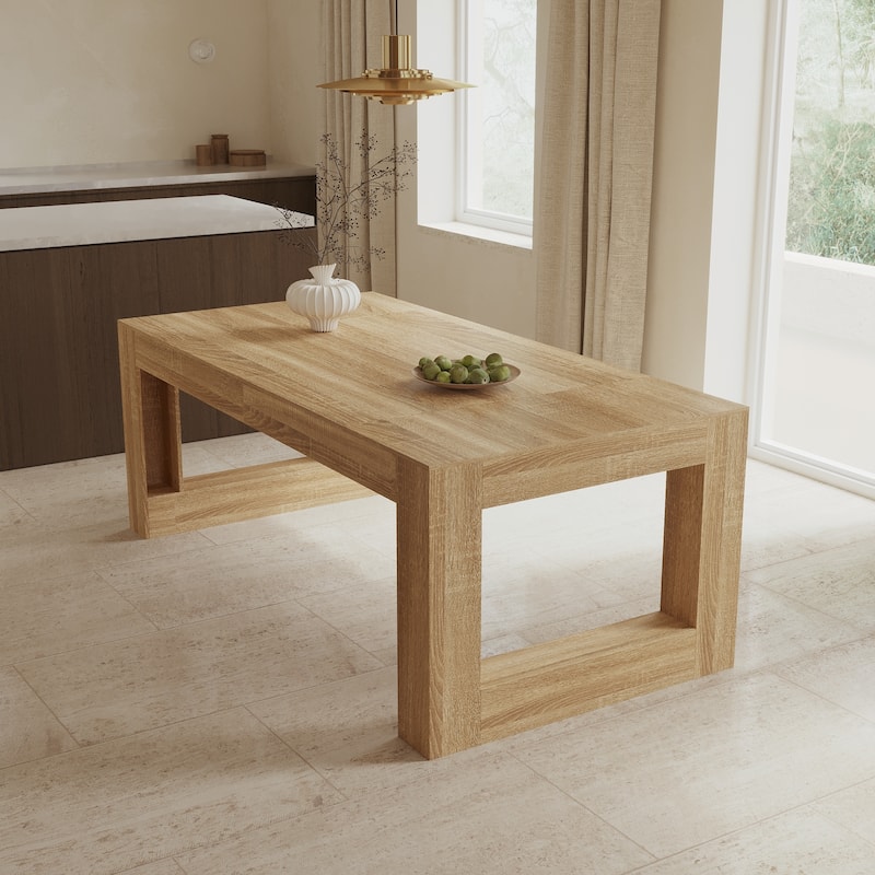 Rectangular Coffee Table Wooden Dining Table with Bottom Storage