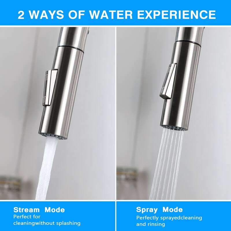 Single Handle Pull Down Dual-Spray Swivel Kitchen Faucet