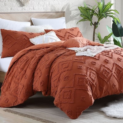 Rukai 100% Cotton Clipped Diamond Jacquard 5-Piece Bedding Comforter Set