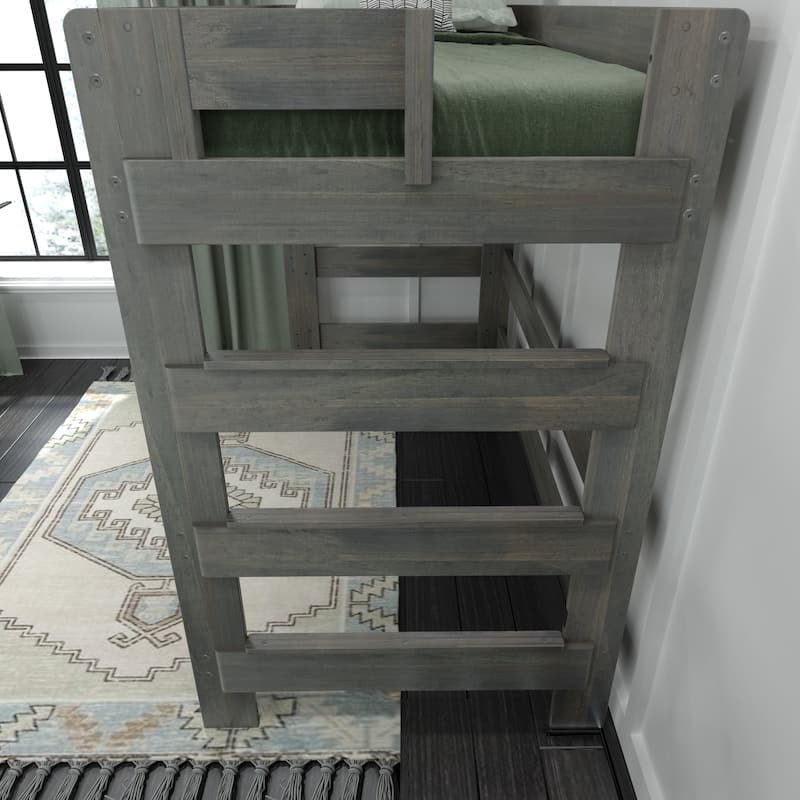 Max and Lily Farmhouse Twin-Size High Loft Bed with Desk