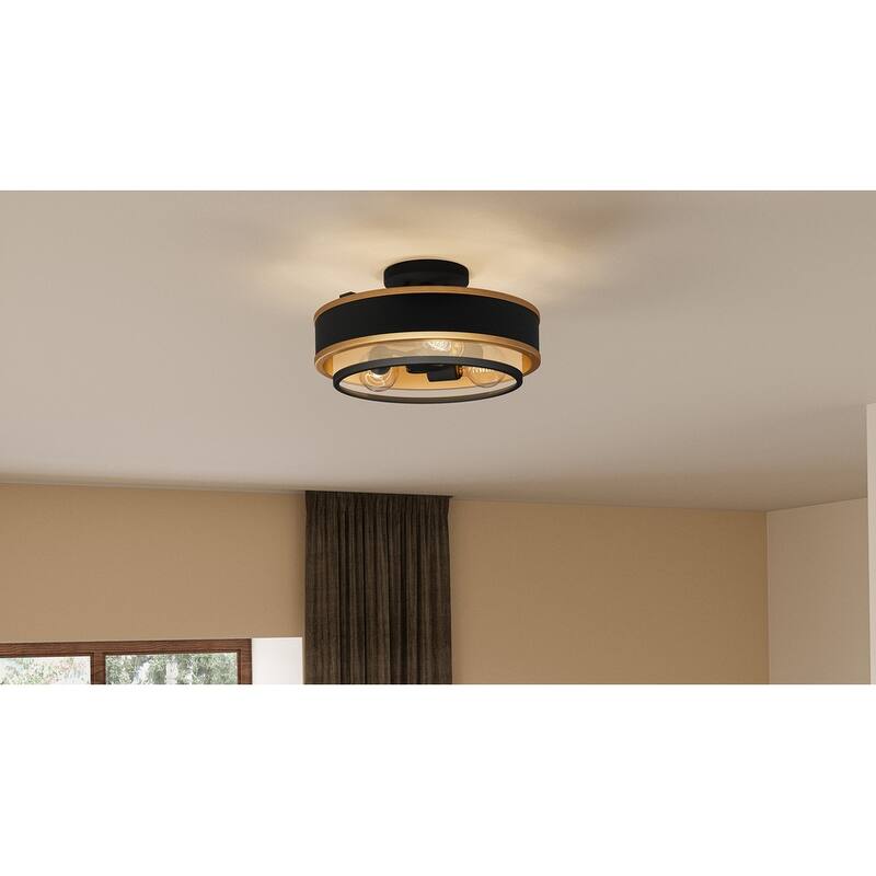 Quoizel Semi-Flush Mount 3-Light Semi-Flush Mount in Earth Black