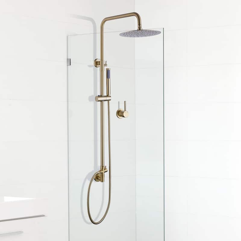Rbrohant Wall Mounted Exposed Rain Combo Set, Shower System with 10" Showerhead and Handheld Showerhead
