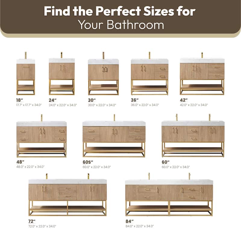 Alistair Single Bath Vanity with White Grain Stone Top & Mirror