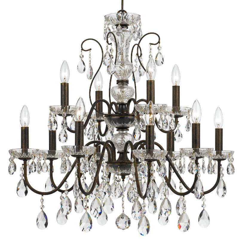 Butler 12 Light Clear Crystal English Bronze Chandelier - 29'' W x 29'' H - 29'' W x 29'' H