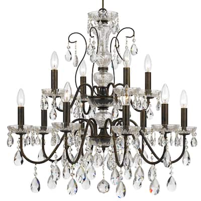 Butler 12 Light Clear Crystal English Bronze Chandelier - 29'' W x 29'' H - 29'' W x 29'' H