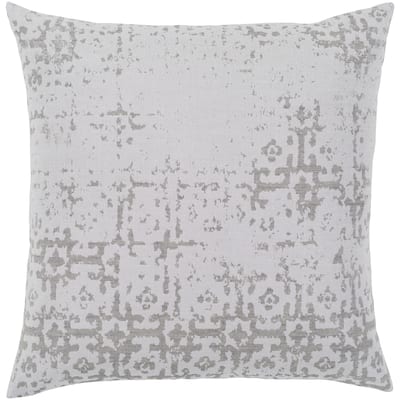 Livabliss Leopold White & Grey Poly Fill Throw Pillow (18" x 18")