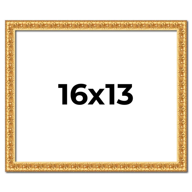 16x13 Frame Gold Real Wood Picture Frame Width 1 inches | Interior