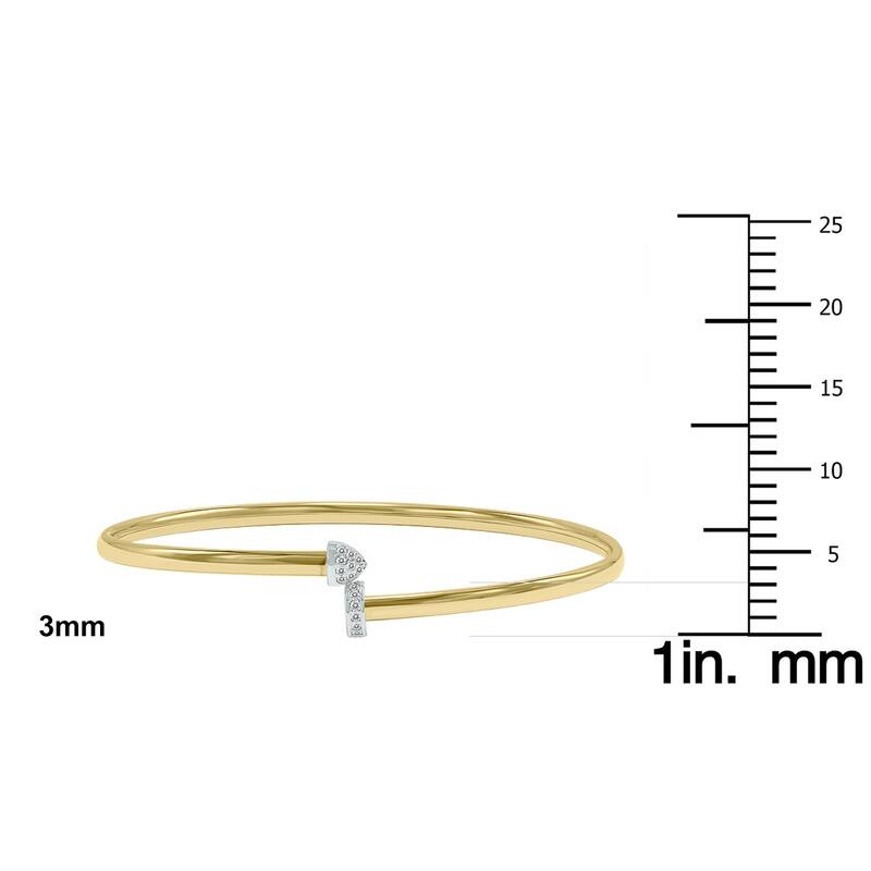 Marquee Jewels 14K Gold Two Tone Polished Hardware Nail Bangle with Diamond