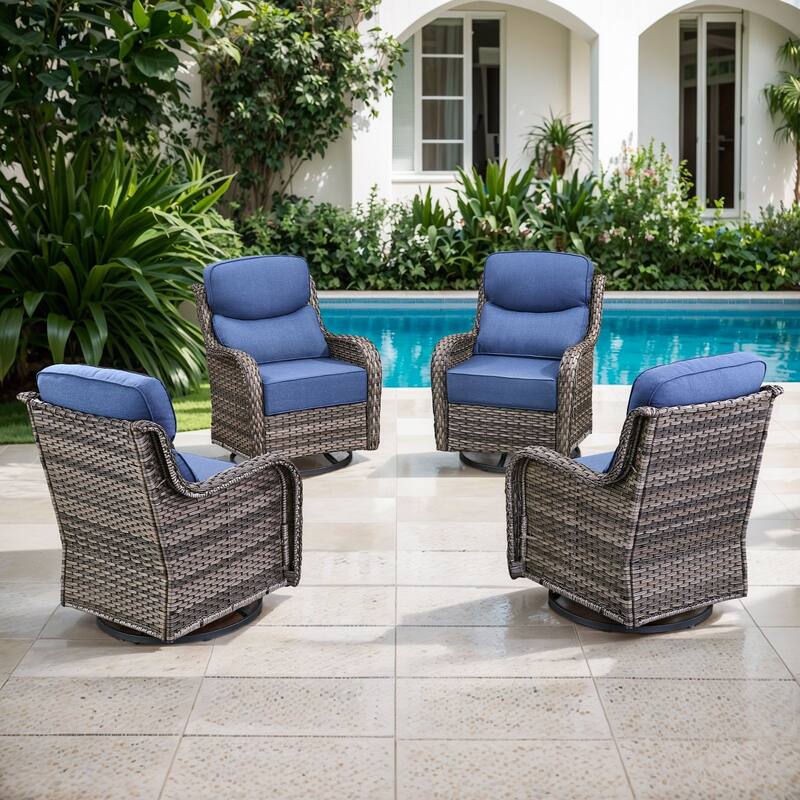 Gymojoy 4-Piece Patio Swivel Glider Chair Set, 6-Inch Ultra-Plush Cushions & Water-Resistant Olefin Fabric