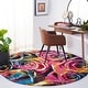 preview thumbnail 1 of 9, SAFAVIEH Fiesta Shag Racquel Rose Rug 4' Round - Fuchsia/Multi - Round