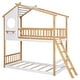 preview thumbnail 5 of 20, Twin Over Twin Bunk Bed Wood Bed with Roof, Window, Ladder