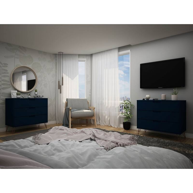 Manhattan Comfort Rockefeller 3-Drawer Dresser (Set of 2)