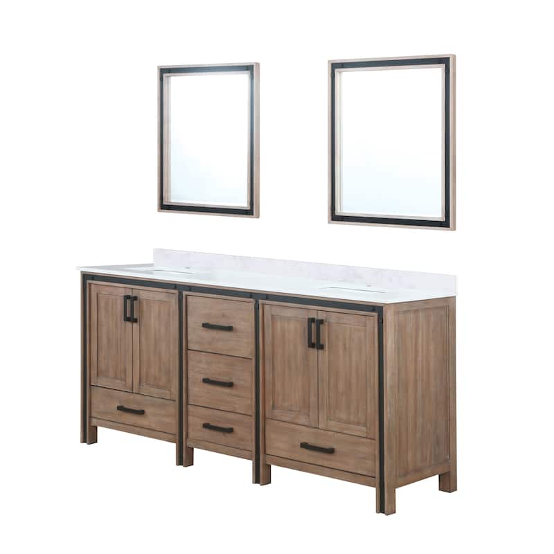 Ziva Bath Vanity, White Quartz Top and Mirrors