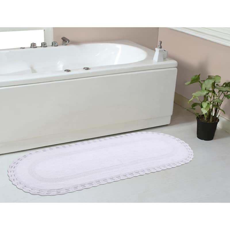 Hampton Contour Rug, Cotton Soft, Water Absorbent, Non Slip U Shape Contour Rug Machine Washable 20"x20" Contour - 21"x54" - White