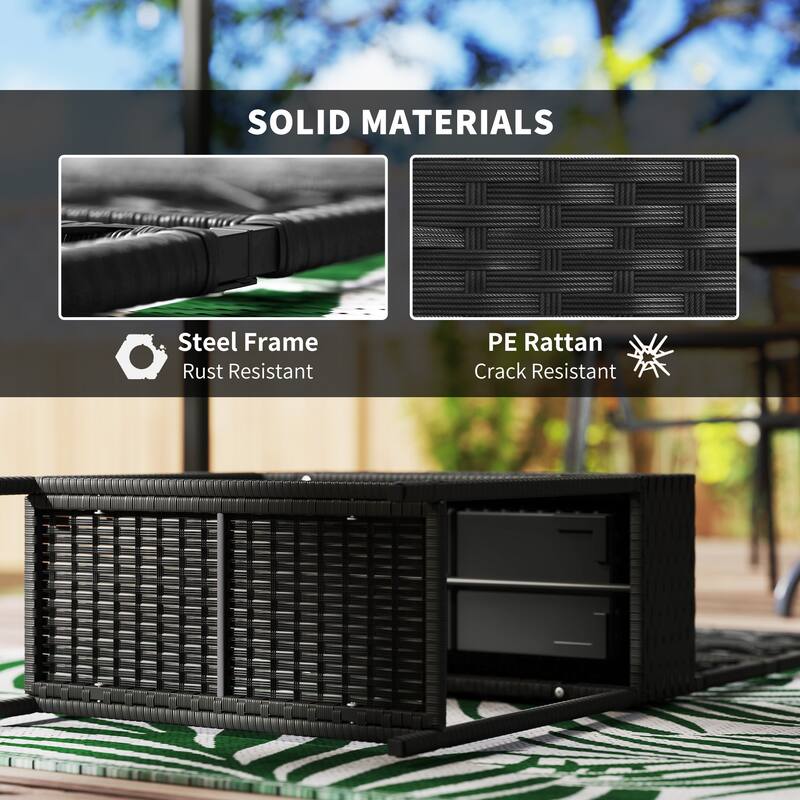 Rossetta Outdoor Freestanding Rattan Wicker Garden Box with Decorative Trellis and Storage Shelf - 21.7" L x 10.2" W x 52.4" H