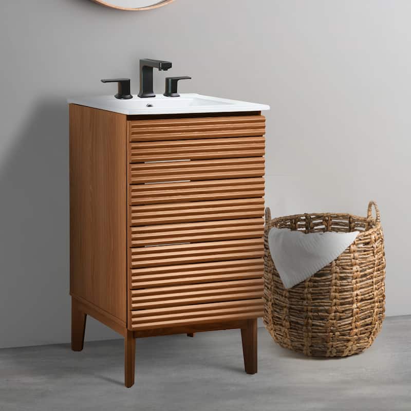 Javer Thin Linear Slat Modern Farmhouse 2-Shelf Bath Vanity Cabinet Only (Sink Basin not Included), by JONATHAN Y