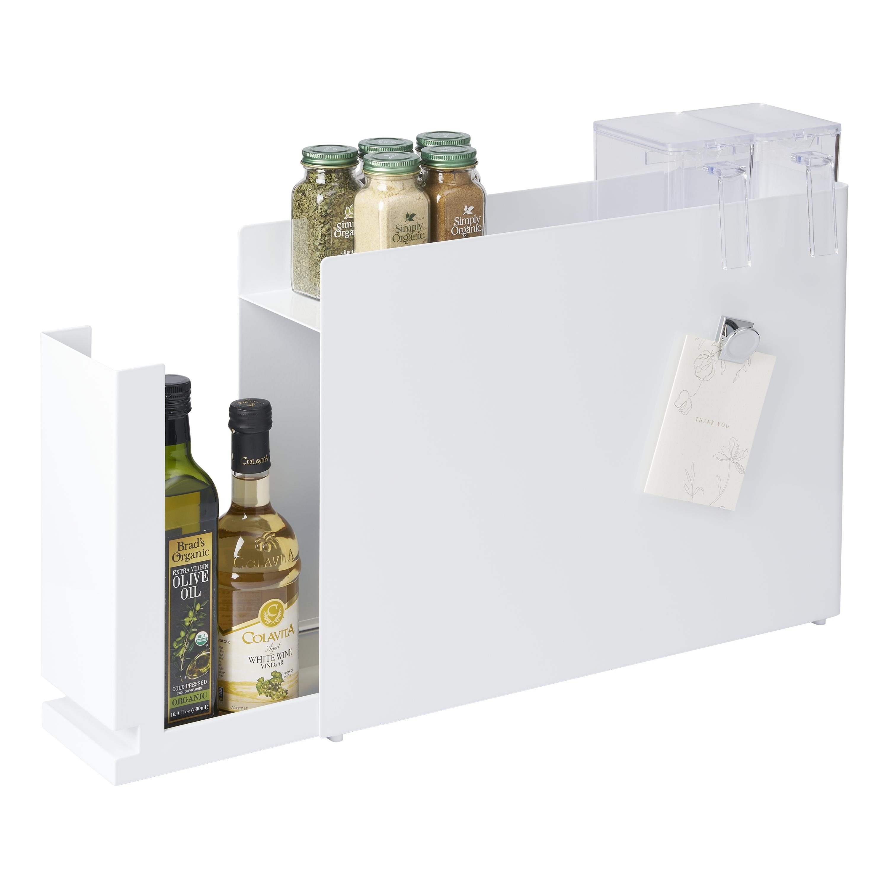 Yamazaki Home Sliding Drawer Seasoning Rack, Steel - L 36.61 x W 4.92 x H 14.45 inches