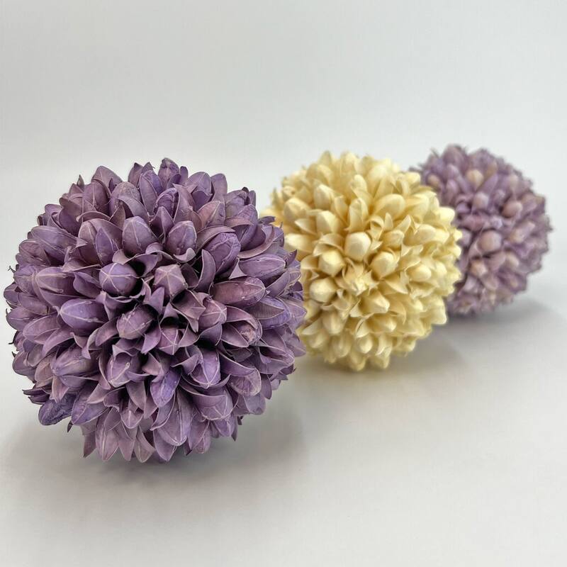 Handmade Preserved Topiary Balls – Set of 9 Decorative Floral Orbs - 4 inch