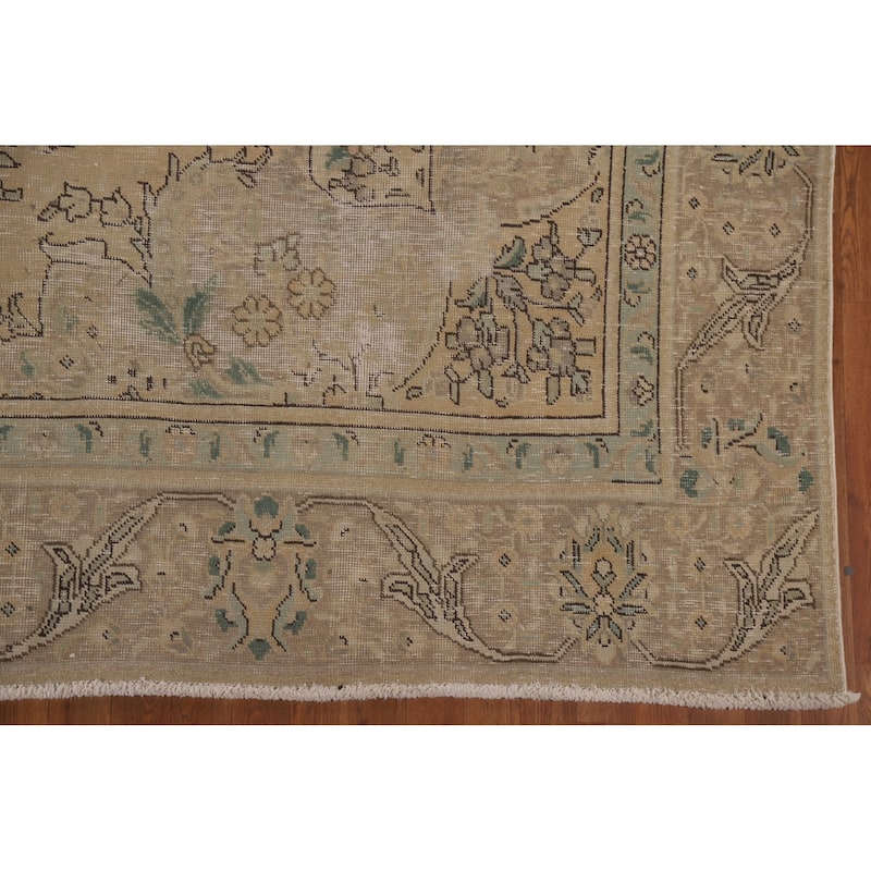Geometric Tabriz Persian Vintage Rug Handmade Traditional Wool Carpet - 9'2" x 12'5"