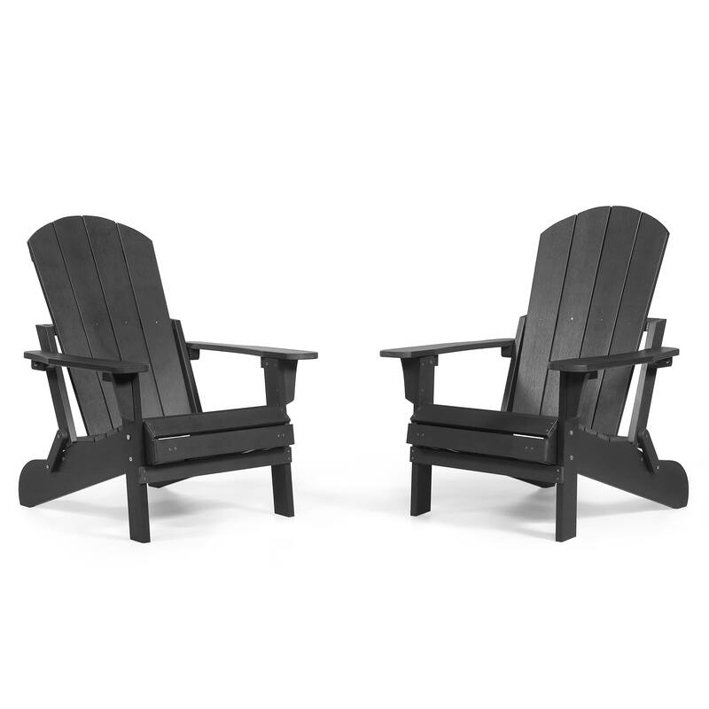 Seaton Folding Poly Adirondack Chair with Pull-out Ottoman, Set of 2