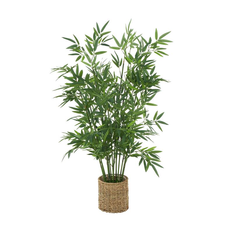 Faux Foliage Artificial Tree with Realistic Leaves and Brown Seagrass Pot - Green - Roche River Decor - 27"W x 27"L x 40"H
