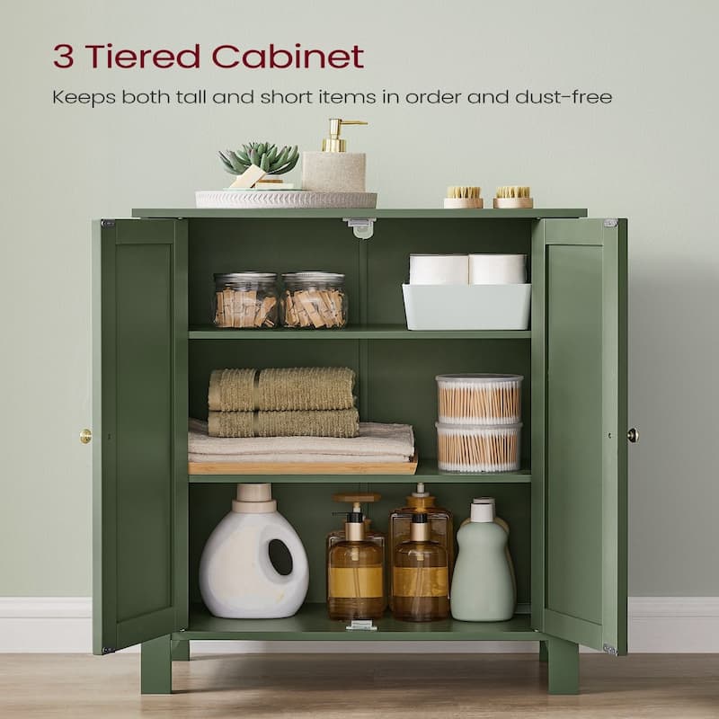Modern Forest Green Storage Cabinet for Bathroom Adjustable Shelves and Space-Saving Design - 11.8”D x 23.6”W x 31.5”H