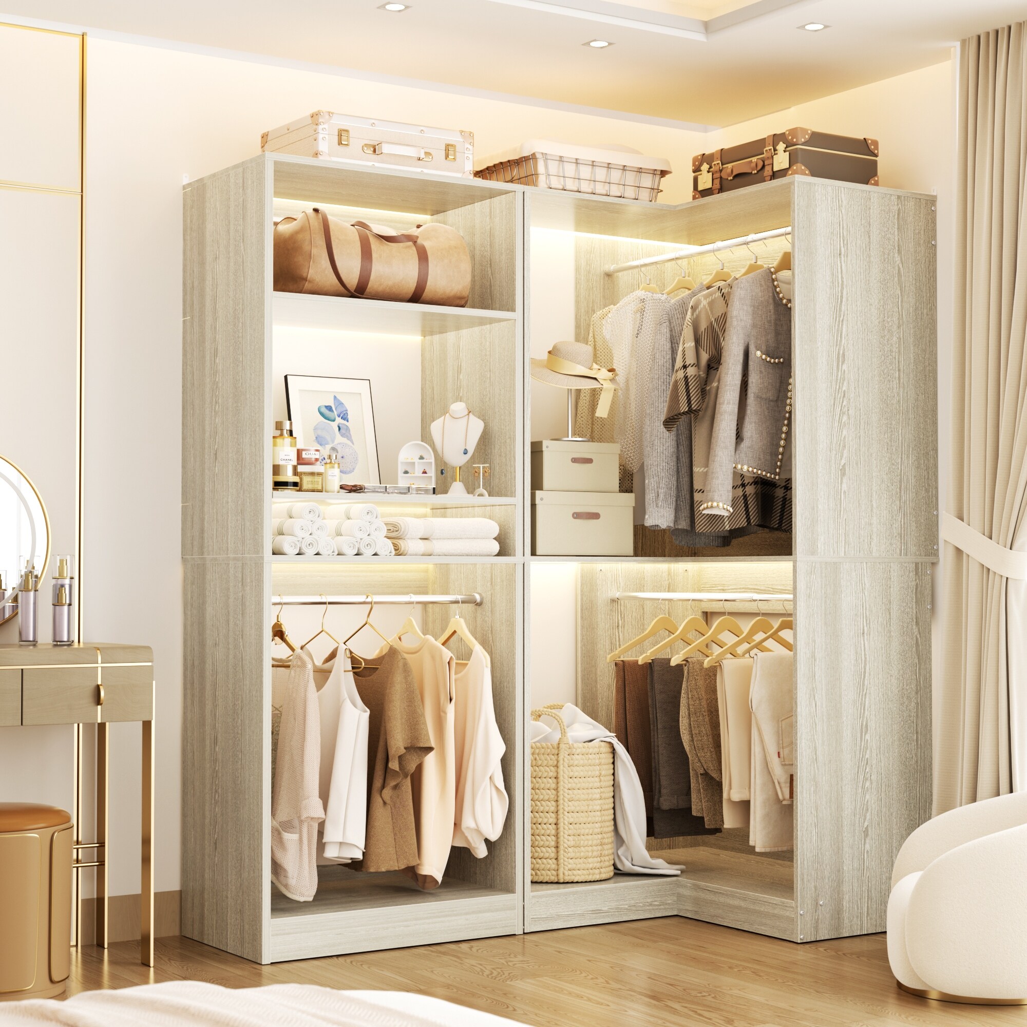 Cimly Set of 2 Corner Closet System, Freestanding Closet Organizer