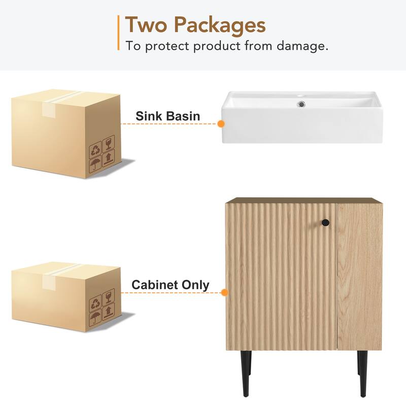 Compact Wave-Textured Bathroom Vanity with Side Open Storage