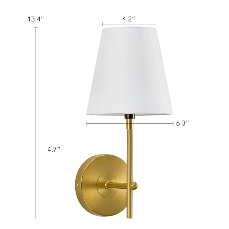 CO-Z 1-Light Plug-In/Hardwired Wall Lamp Bathroom Vanity Light with White Fabric Shade