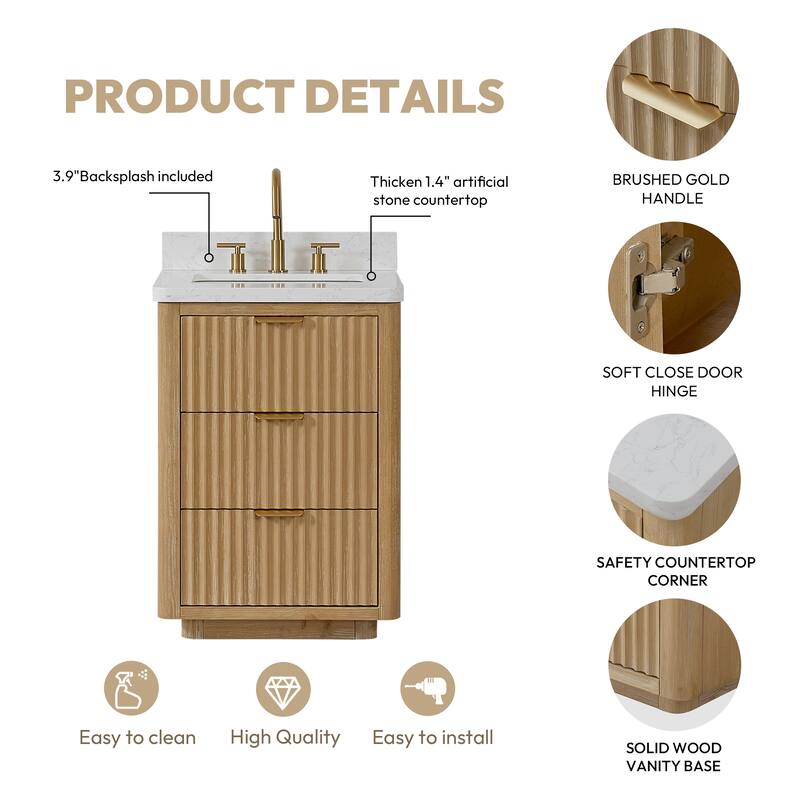 Cadiz Bath Vanity with Composite Stone Top and Mirror